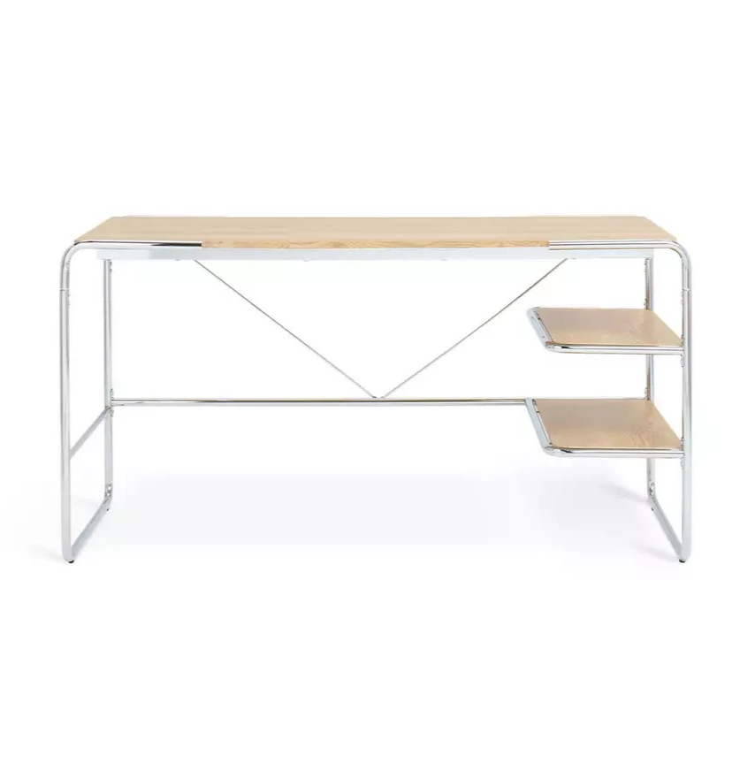 Albers Chrome Office Desk Natural | Modern Home Office Workstation Desk