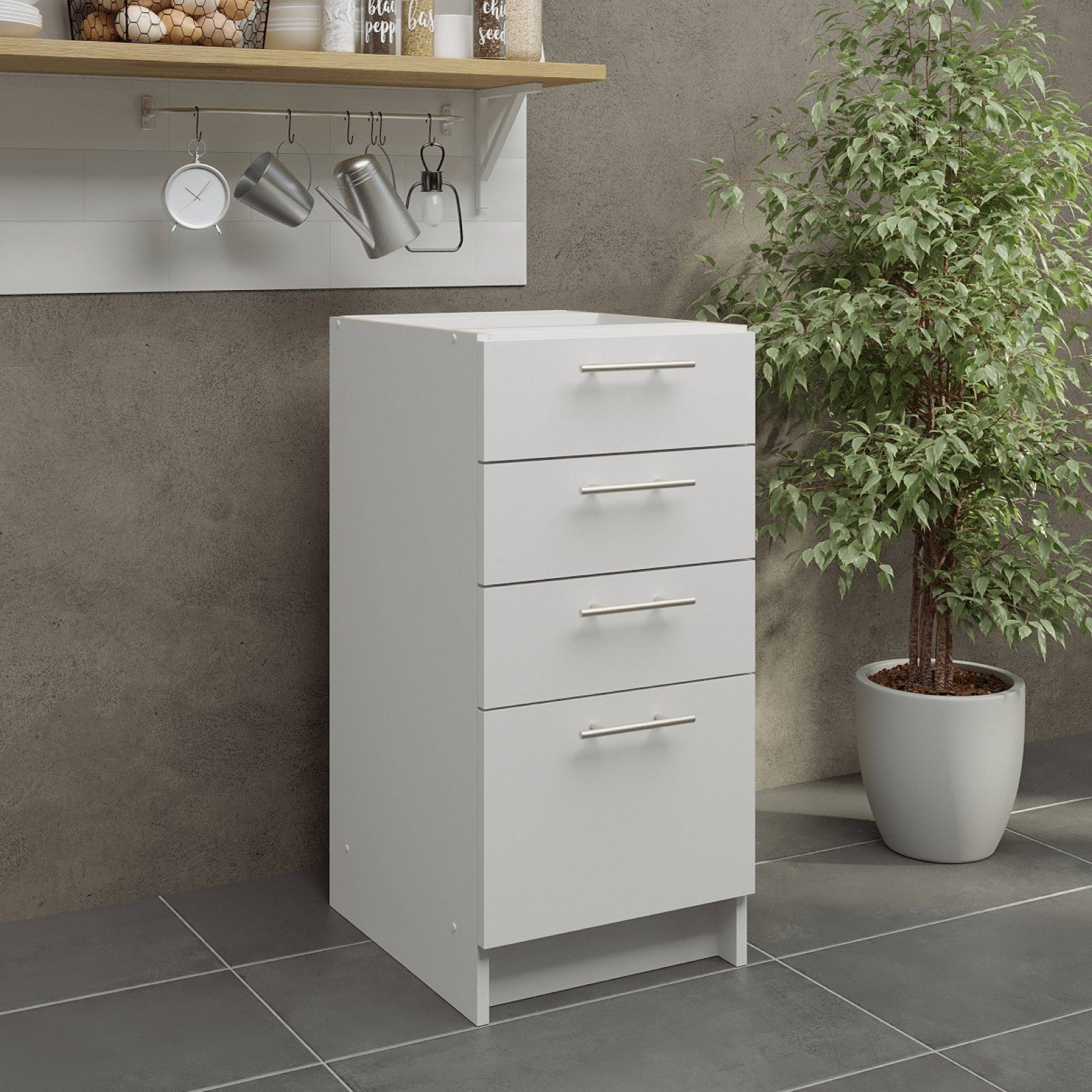 JD Greta Fixed Height Kitchen Drawer Unit 400mm - White Matt A-