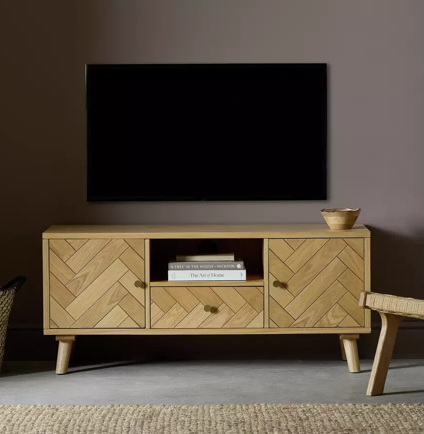 Afram 2 Door 1 Drawer TV Unit - Oak | Modern oak TV stand with storage