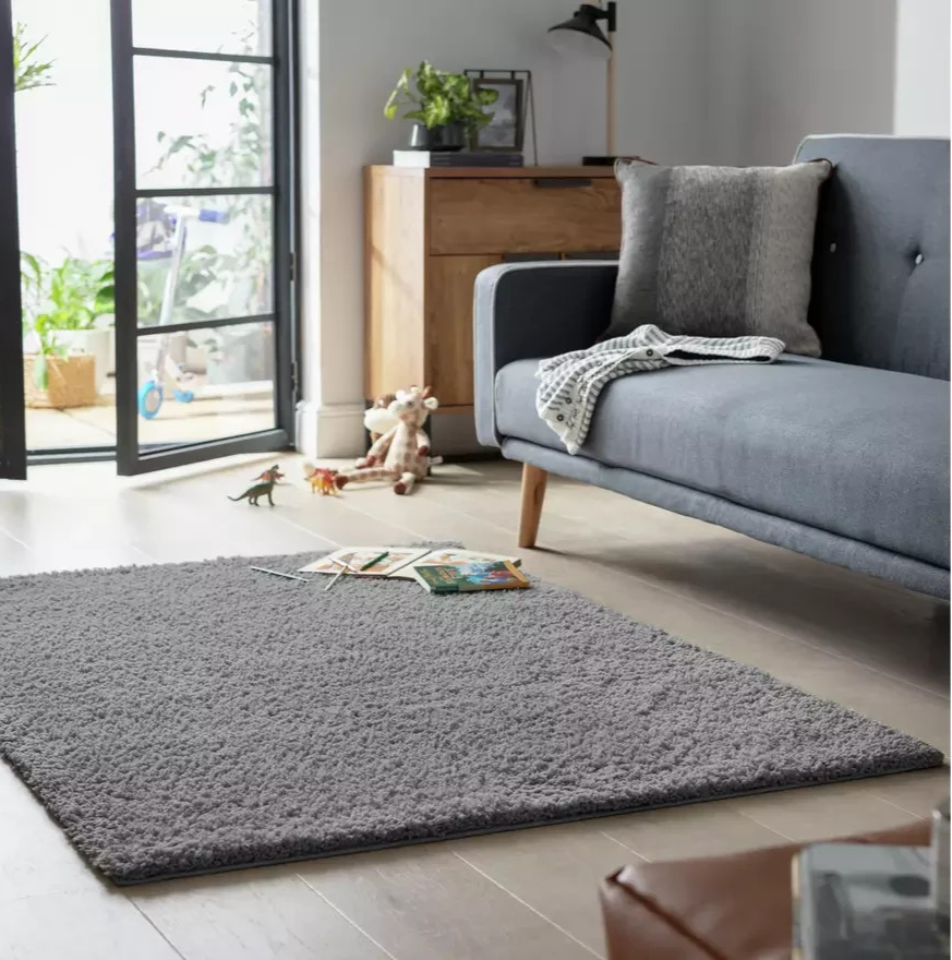 Cosy Flint Grey Rug | 200x290cm | Modern Living Room Bedroom Area Rug Carpet