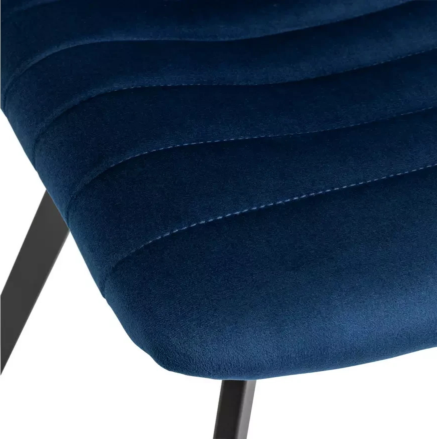Home Keaton Pair of Velvet Dining Chairs Dark Blue | Modern Dining Chair Set