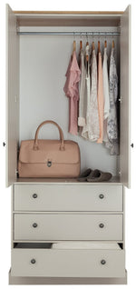 Kensington 2Dr 3Drw Wardrobe - Grey & Oak Effect | Modern wardrobe