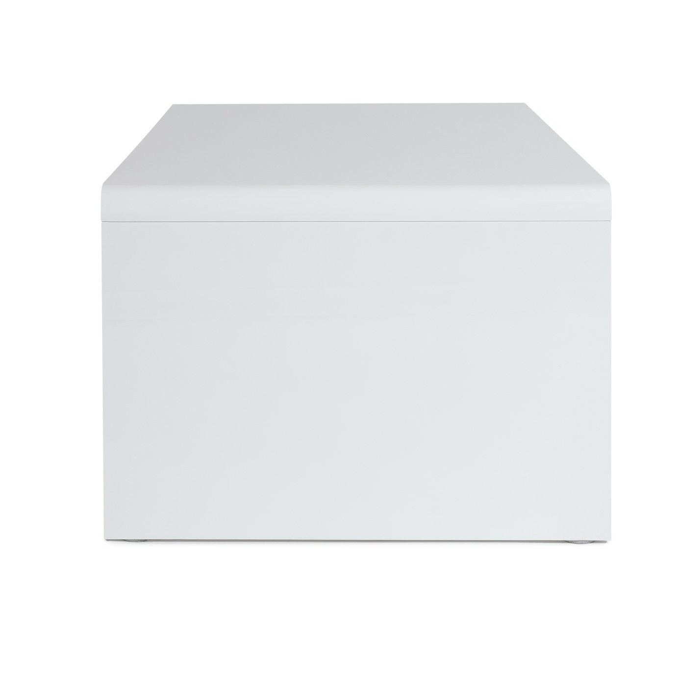 Home Sleigh 1 Shelf Coffee Table - White Gloss | Organized Magazine Area