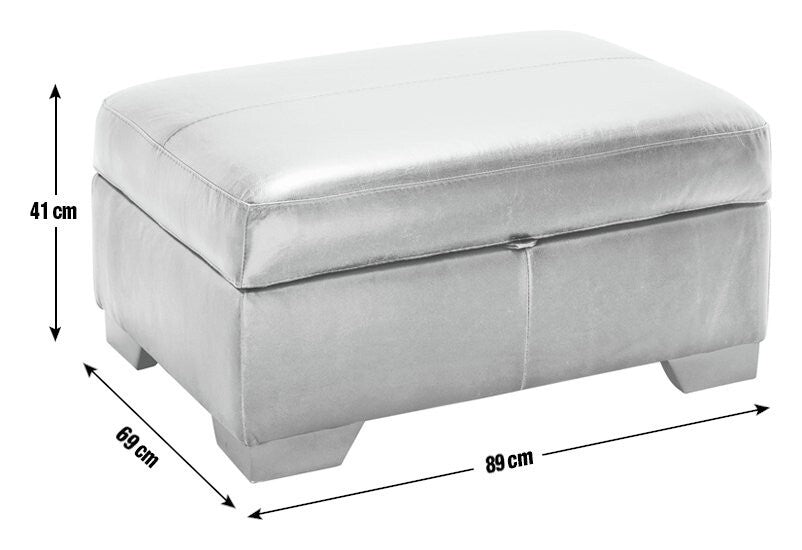 Eton Leather Storage Ottoman Footstool - Tan