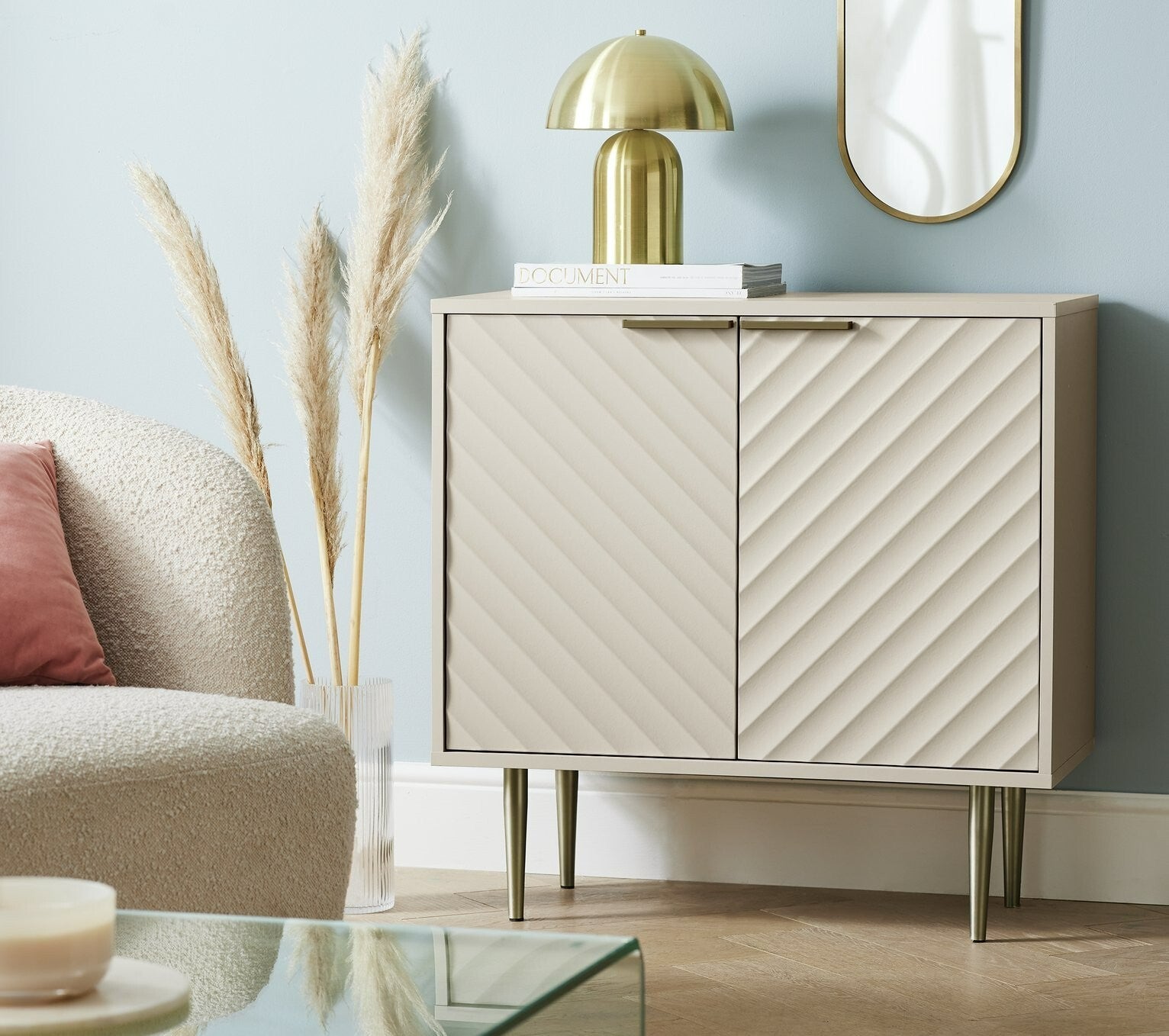 Habitat Oti 2 Door Sideboard Champagne | Modern Storage Cabinet Minimalist Home