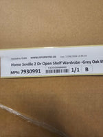 Home Seville 2 Dr Open Shelf Wardrobe -Grey Oak Effect (B Grade)