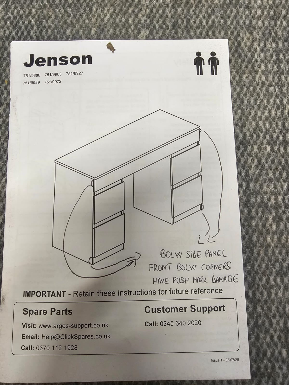 Jenson Double Pedestal Dressing Table-Matte White (B GRADE)