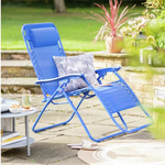 Folding Metal Zero Gravity Sun Lounger Blue | Outdoor Garden Reclining Chair