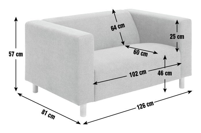 Moda Fabric Compact 2 Seater Sofa - Grey ( B Grade 40715 - 40716 )