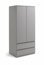 Home Jenson 2 Door 2 Drawer Wardrobe - Gloss Grey | High Shine Furniture