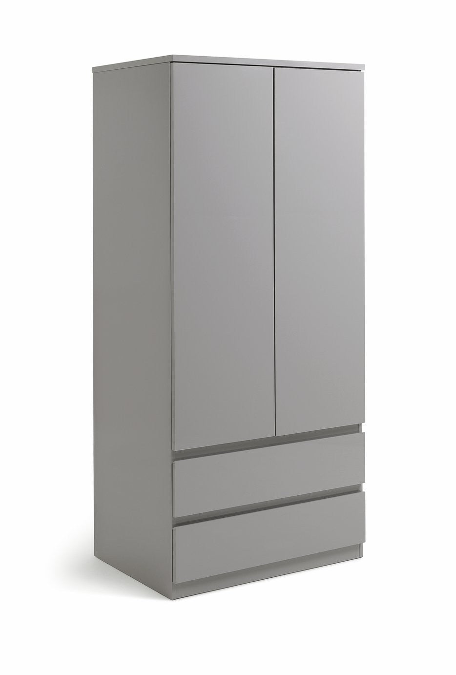 Home Jenson 2 Door 2 Drawer Wardrobe - Gloss Grey | High Shine Furniture