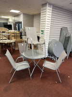 Home Sicily 4 Seater Metal Patio Set Grey | Outdoor Garden Table Chairs ( S )