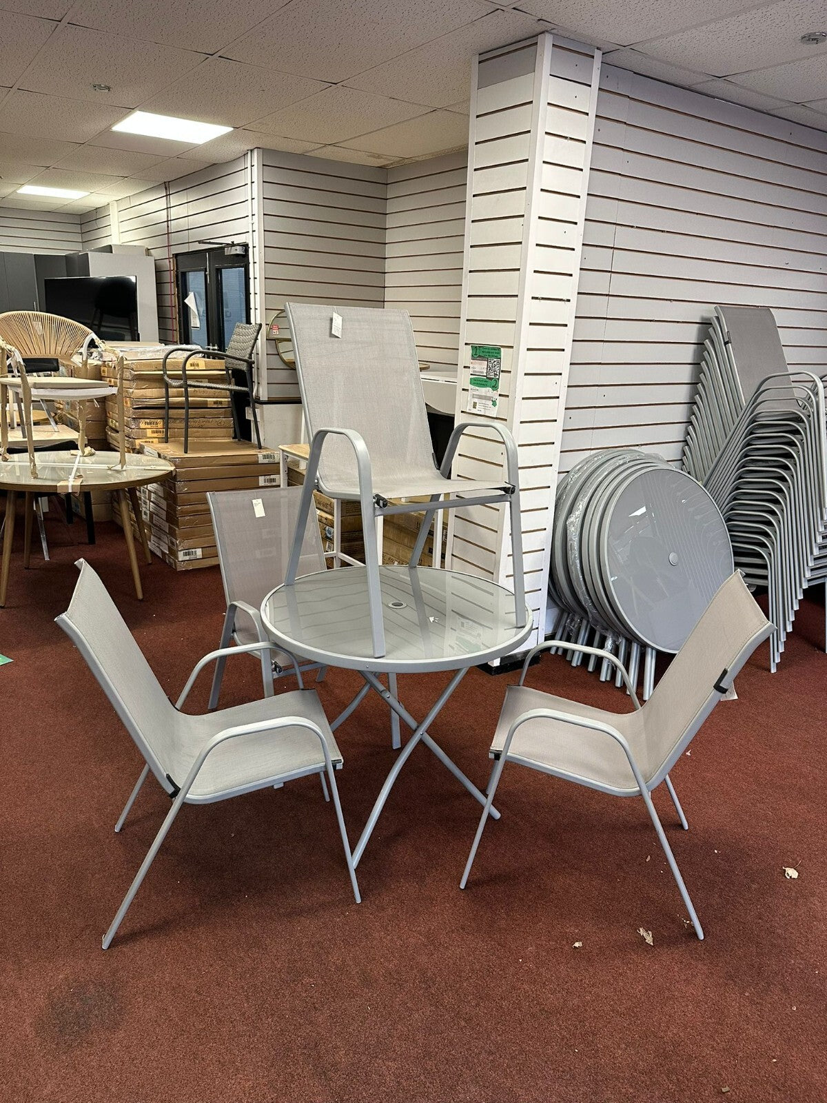 Home Sicily 4 Seater Metal Patio Set Grey | Outdoor Garden Table Chairs ( S )