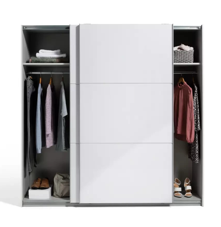 Holsted 200cm Sliding Wardrobe White Gloss | Bedroom Storage Furniture Unit