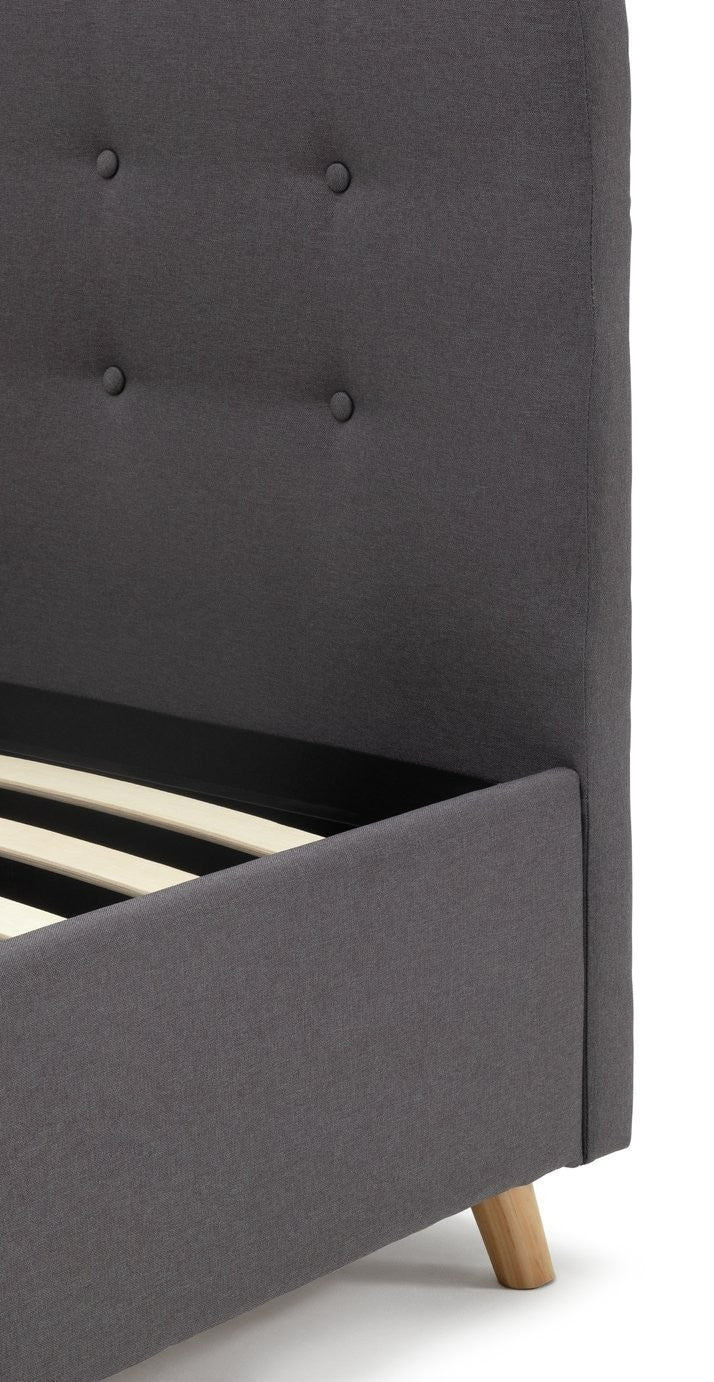 Ashby Ottoman Double Fabric Bed Frame - Grey | Soft Upholstered Comfort Bed