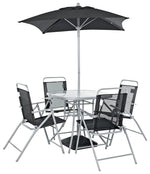 Home Atlantic 4 Seater Folding Metal Patio Set - Black | Outdoor Garden Dining