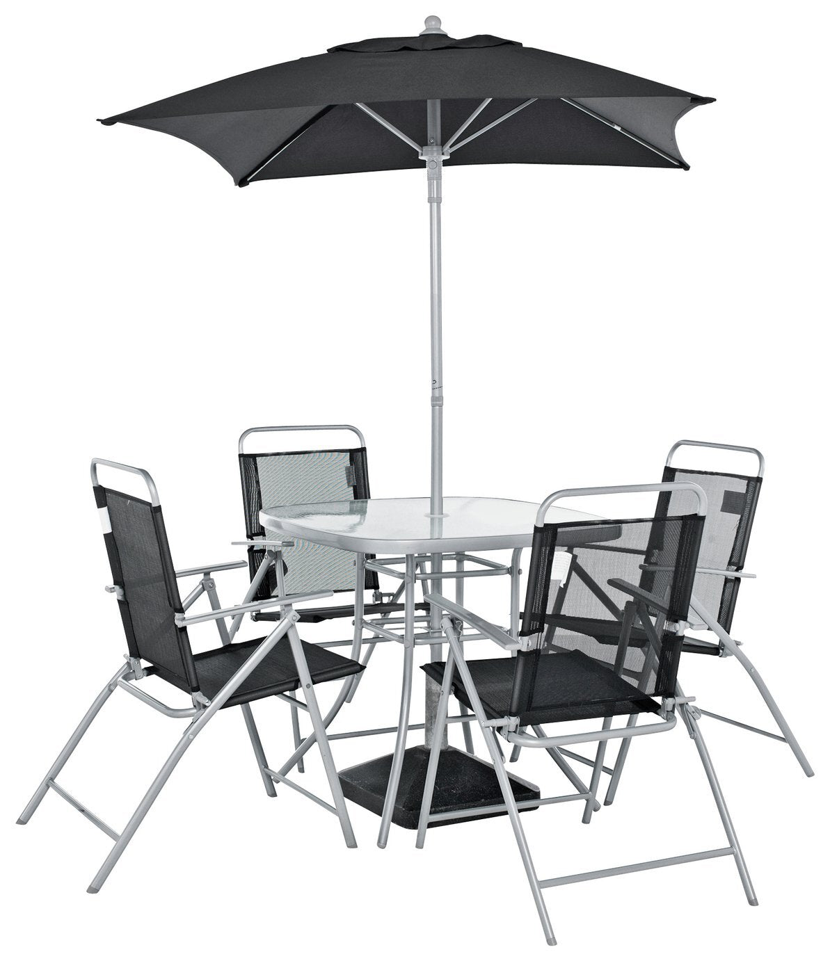 Home Atlantic 4 Seater Folding Metal Patio Set - Black | Outdoor Garden Dining