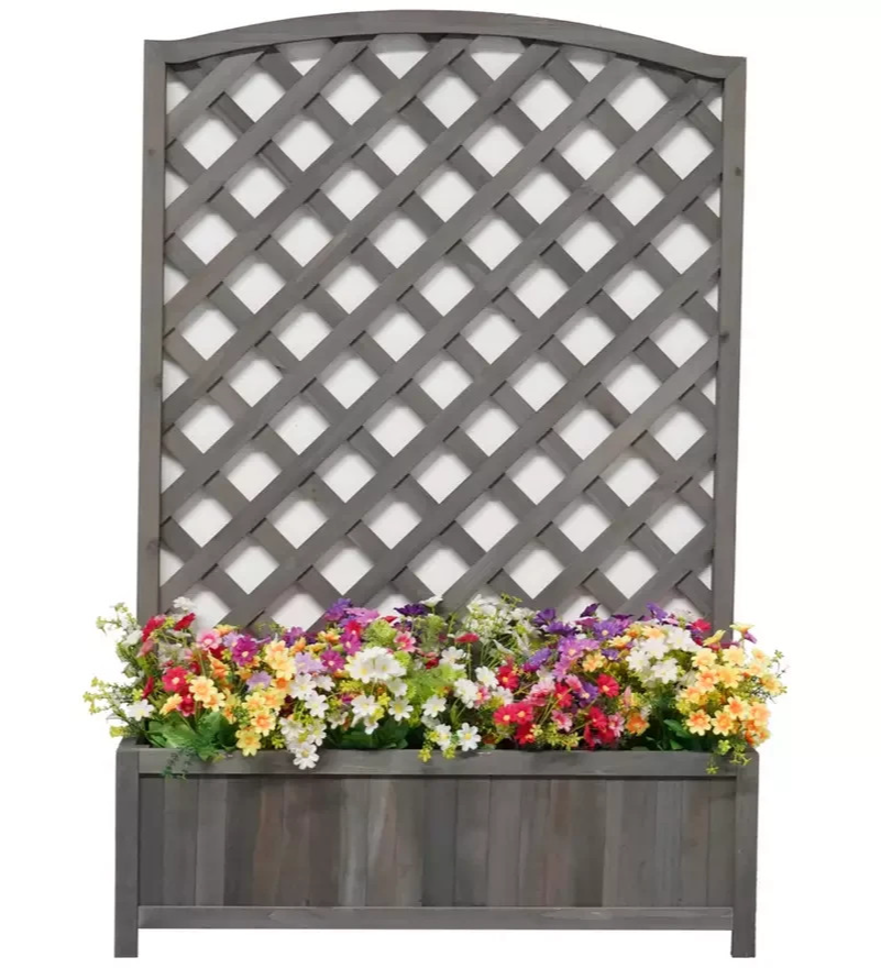Lattice Wooden Garden Planter - Large | Outdoor Plant Pot Garden Decor