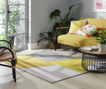 Geometric Block Mustard Cut Pile Rug - 230x160cm