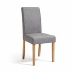 Home Pair of Tweed Fabric Dining Chairs - Grey | Textured Upholstered Comfort
