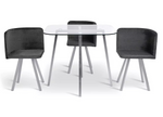 Home Elsie Chrome Dining Table & 4 Charcoal Chairs | Modern Dining Room Furnitur