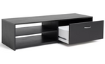 Home Squares 1 Drawer TV Unit - Black | Black TV Stand Cabinet Oak Effect Media