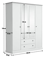 Kensington 4 Door 2 Drawer Wardrobe - Soft Grey