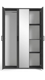 Oslo 3 Door Mirror Wardrobe - Black Oak Effect (B Grade)