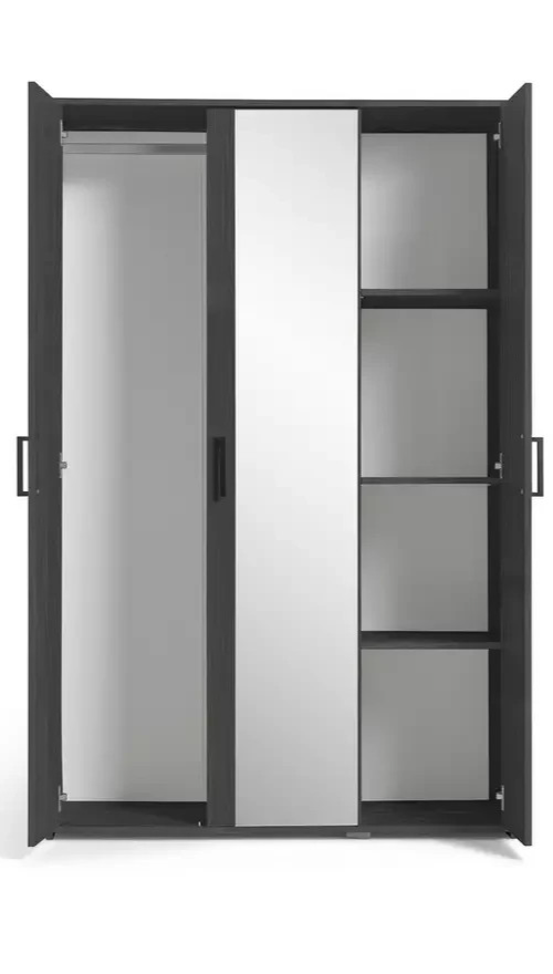 Oslo 3 Door Mirror Wardrobe - Black Oak Effect (B Grade)