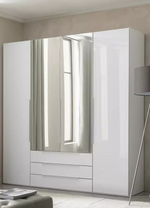 Hallingford 4 Door 3 Drawer Wardrobe- White Gloss (B GRADE)