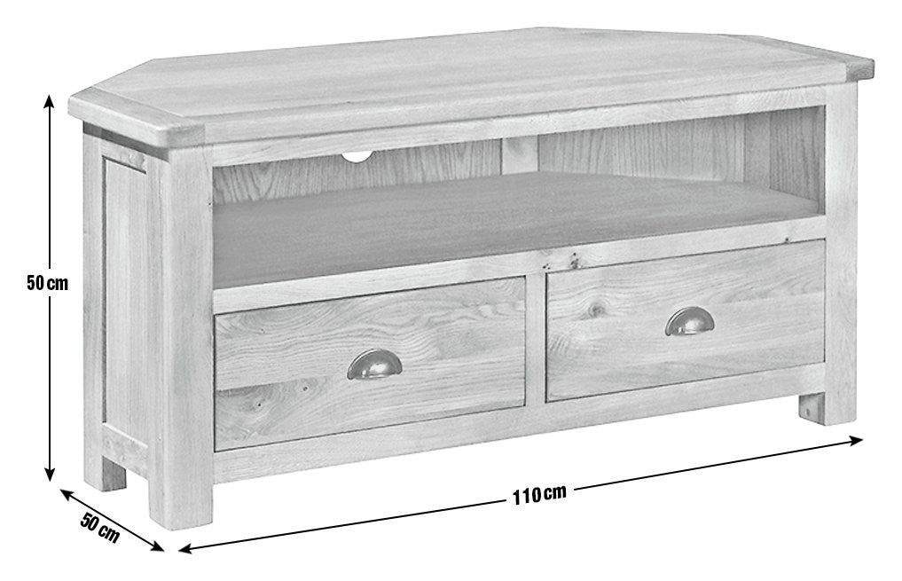 Home Kent 2 Drawer Corner Oak TV Unit - Natural | Space Saving Media Setup