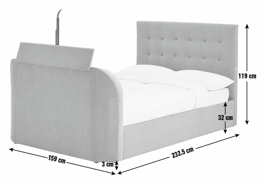 Bentley Kingsize 2.1 Sound TV Ottoman Bed - Grey | Bed with Sound System
