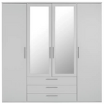 Brisbane 4 Door 3 Drawers Wardrobe - Grey ( B Grade )