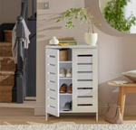 Slatted 2 Door Shoe Storage Cabinet - White