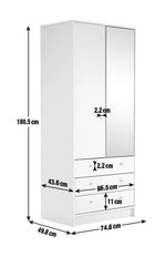 Home Malibu 2 Door 3 Drawer Mirror Wardrobe - Grey | mirrored wardrobe