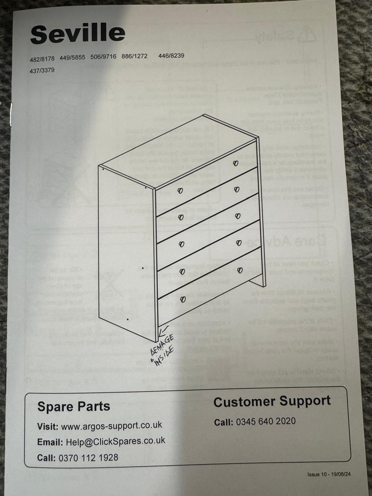Seville 5 Chest of Drawer - Anthracite (B GRADE)