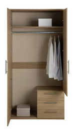 Brisbane 2 Door 3 Drawer Mirror Wardrobe - Oak (B BGRADE-1071)