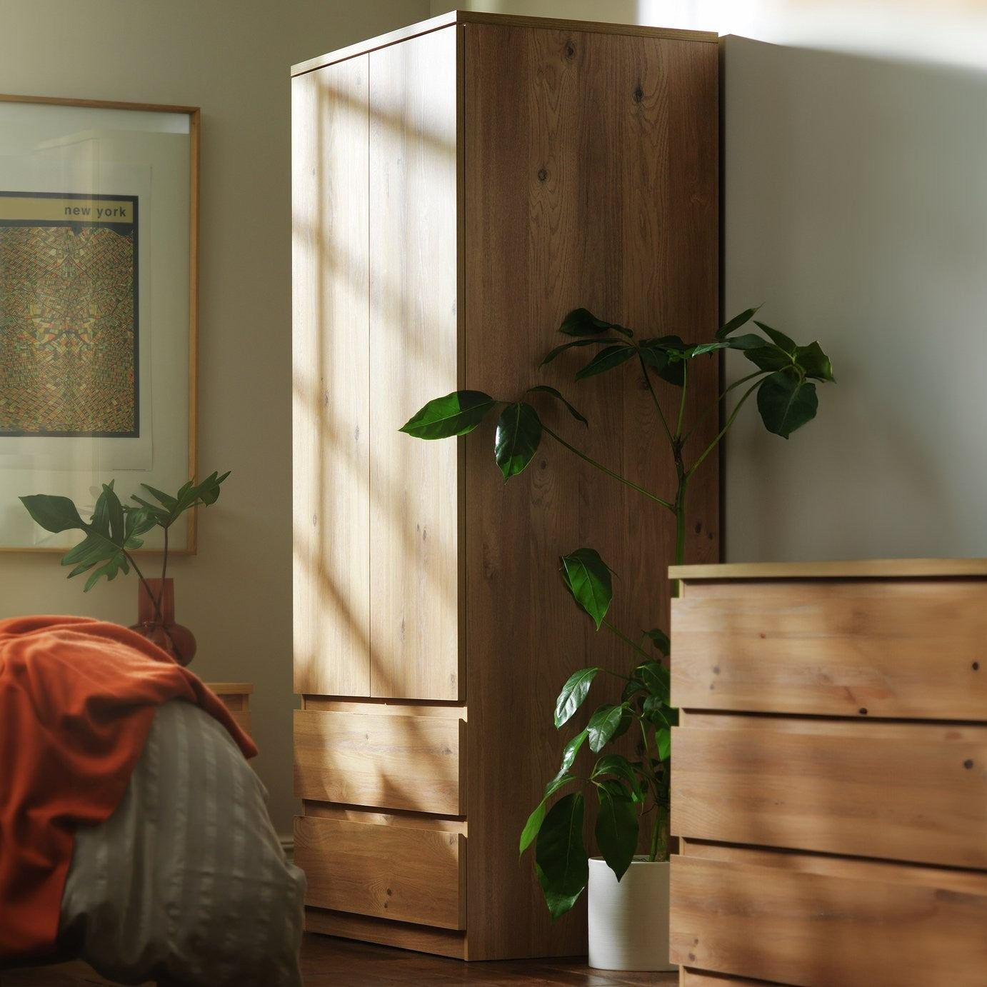 Home Jenson 2 Door 2 Drawer Wardrobe - New Oak | Warm Natural Aesthetic