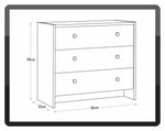 Seville 3 Drawer Chest - White | Bedroom Storage Unit for Clothes & Accessories