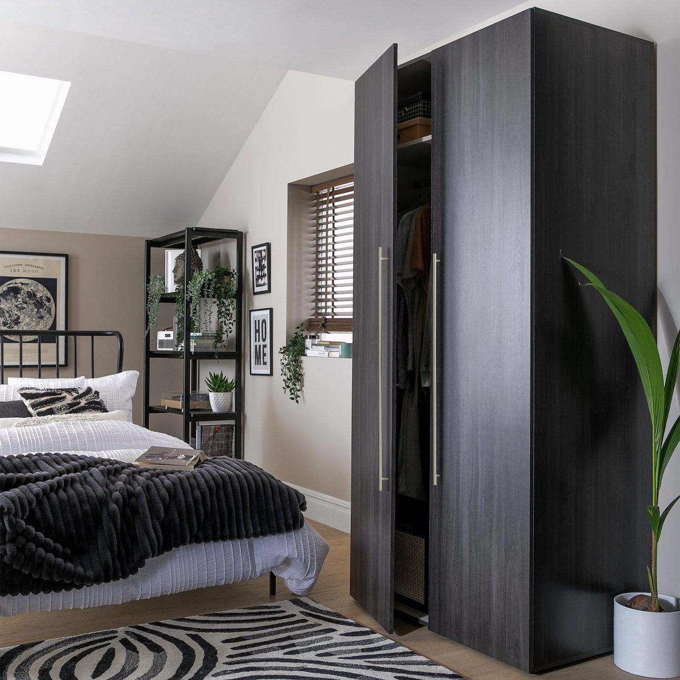 Atlas 2 Door Wardrobe - Black & Brown | Contemporary 2-door wardrobe