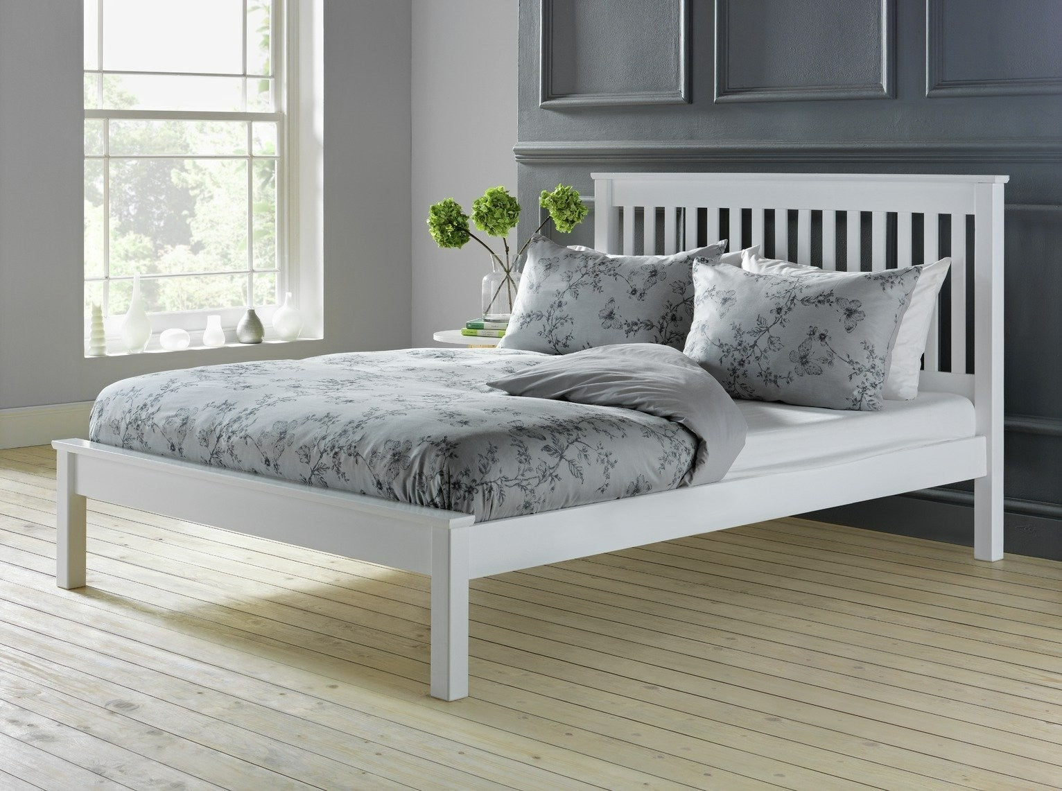 Aspley Small Double Wooden Bed Frame - White | Compact double bed