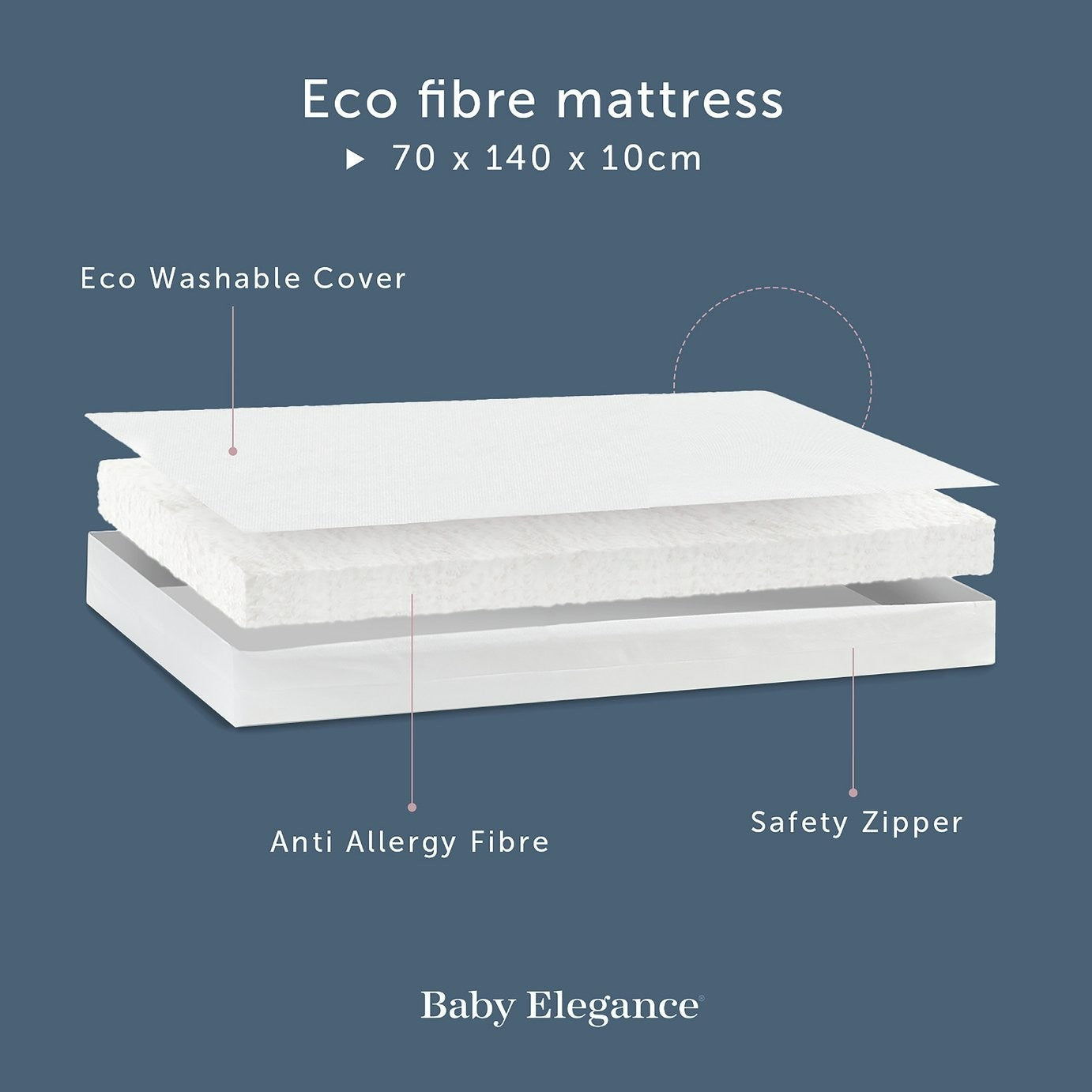 Baby Elegance Travis Baby Cot Bed with Mattress - Grey | Baby cot with mattress