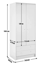 Malibu 2 Door 2 Drawer Wardrobe - Grey (B Grade)