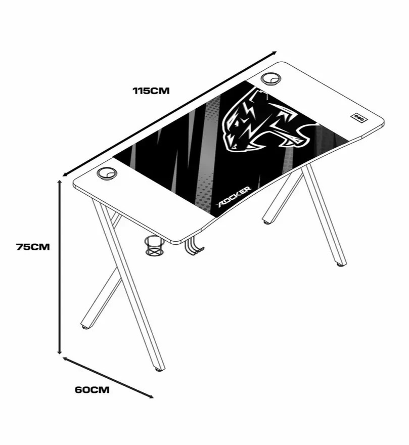 X Rocker Arteon RGB Esports Gaming Desk Black | App Controlled LED Computer Desk