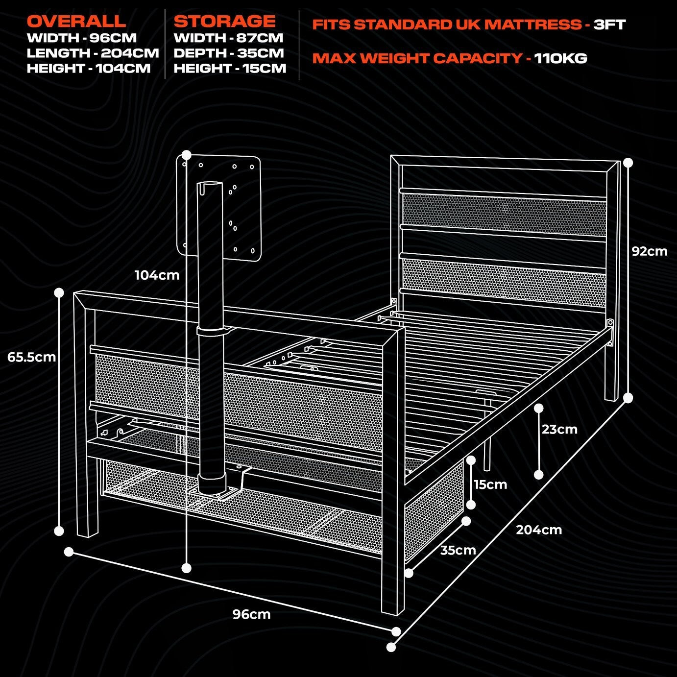 X Rocker BaseCamp TV and Gaming Bed Frame - Black