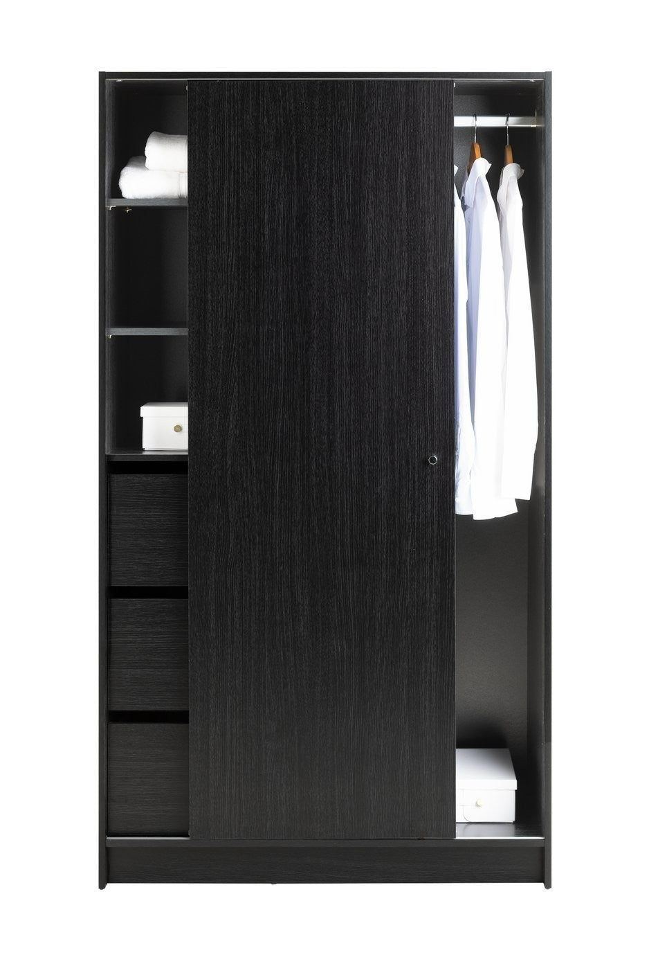 Home Malibu 1 Door Sliding Wardrobe - Black  ( B Grade )