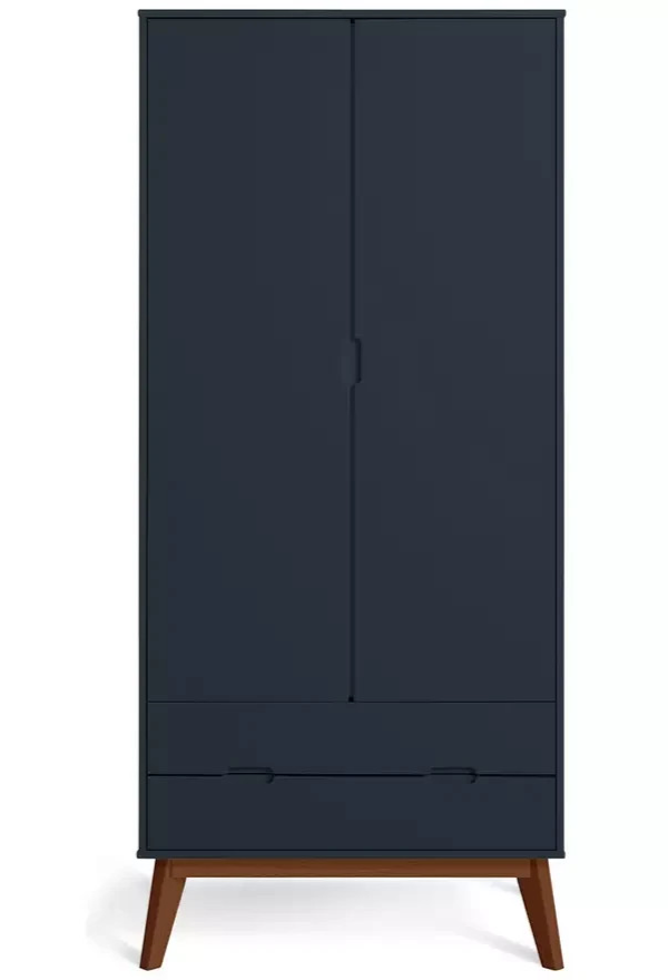 Pimlico 2 Door 2 Drawer Wardrobe Blue | Bedroom Storage Closet Furniture