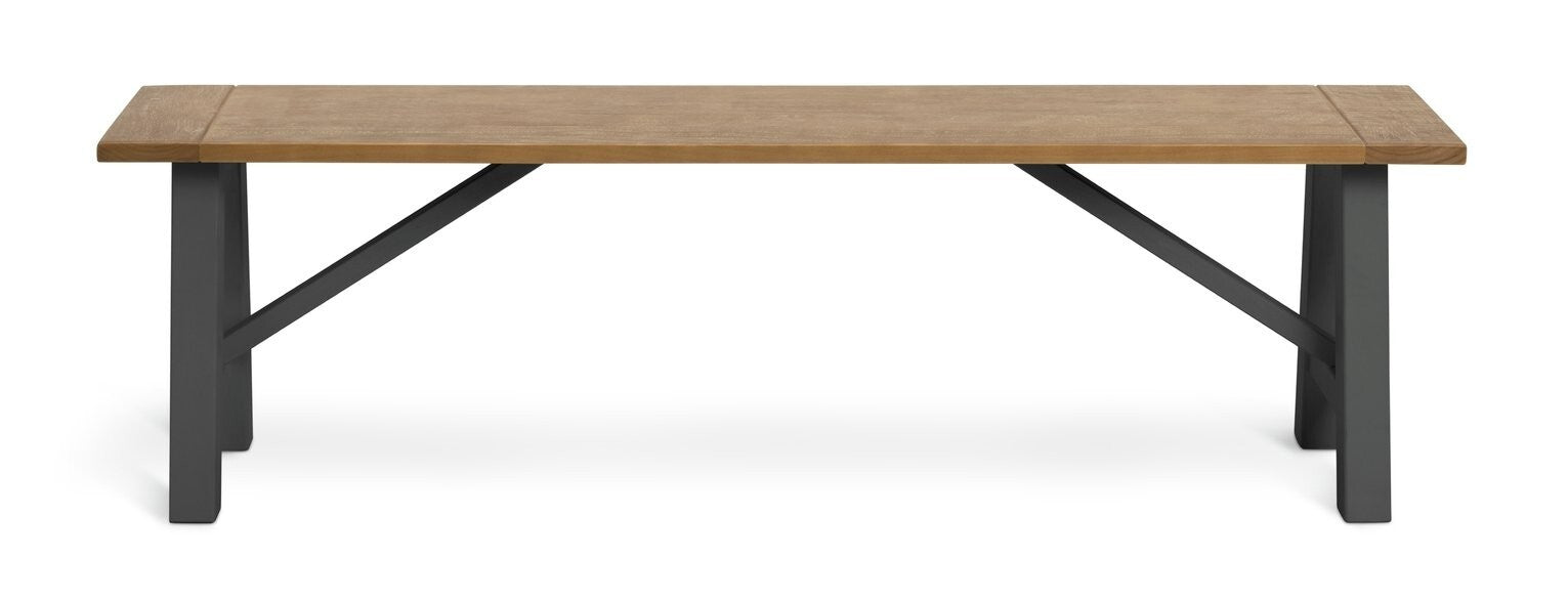 Habitat Burford Pair of Solid Wood Dining Benches - Dark Grey
