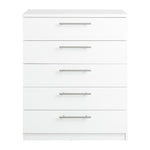 Home Brisbane 5 Drawer Chest White | Modern Storage Cabinet Dresser Furniture