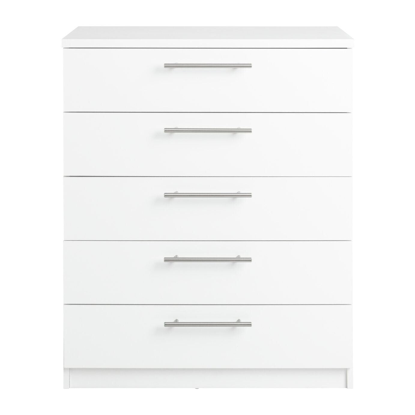Home Brisbane 5 Drawer Chest White | Modern Storage Cabinet Dresser Furniture